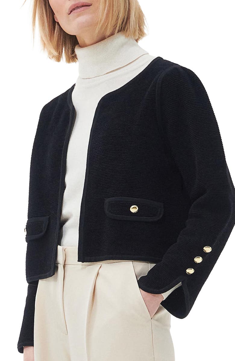Barbour Loretta Open Front Cotton Knit Blazer, Main, color,