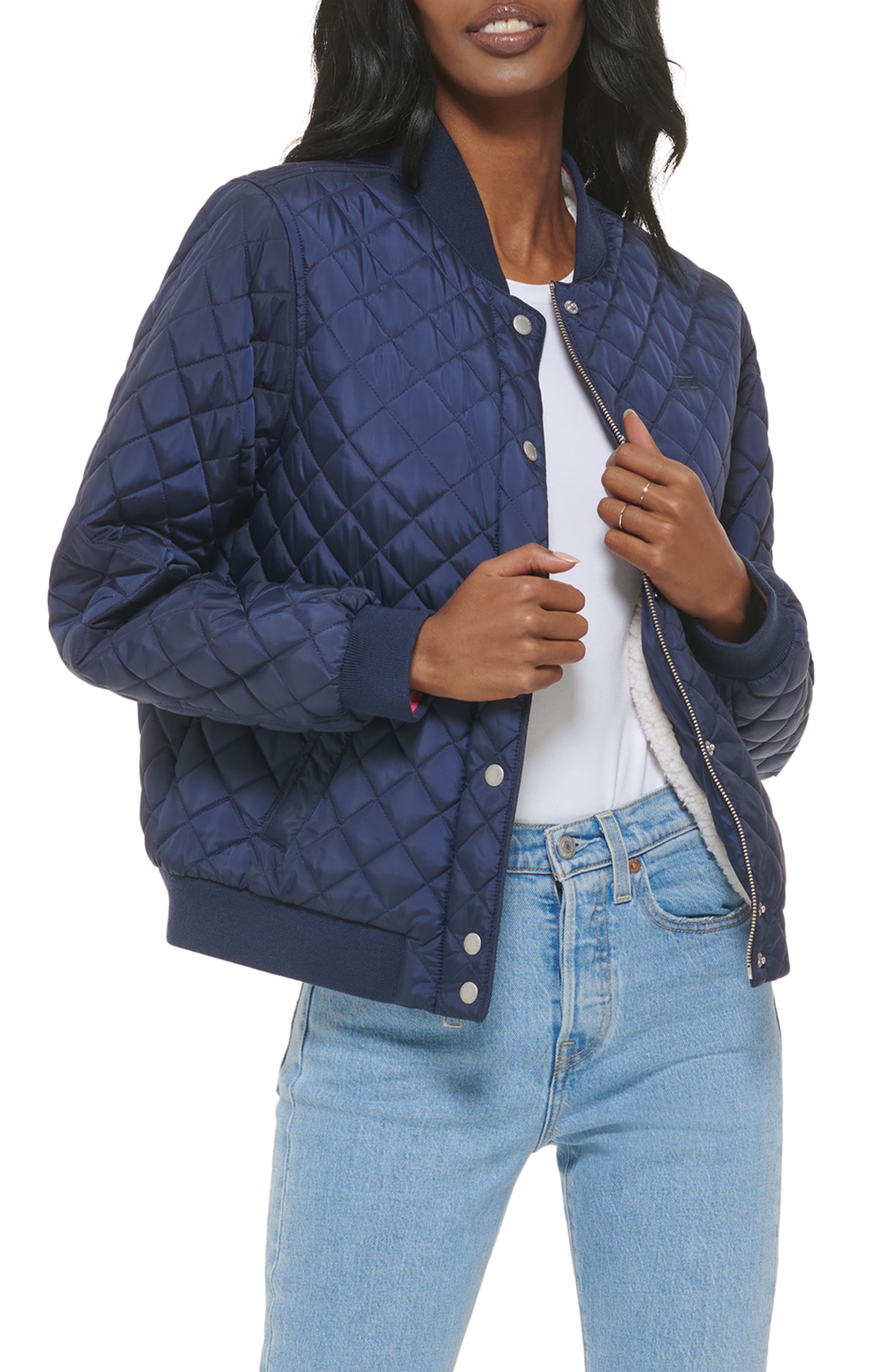 Levi's Diamond Quilted Faux Shearling Lined Bomber Jacket
