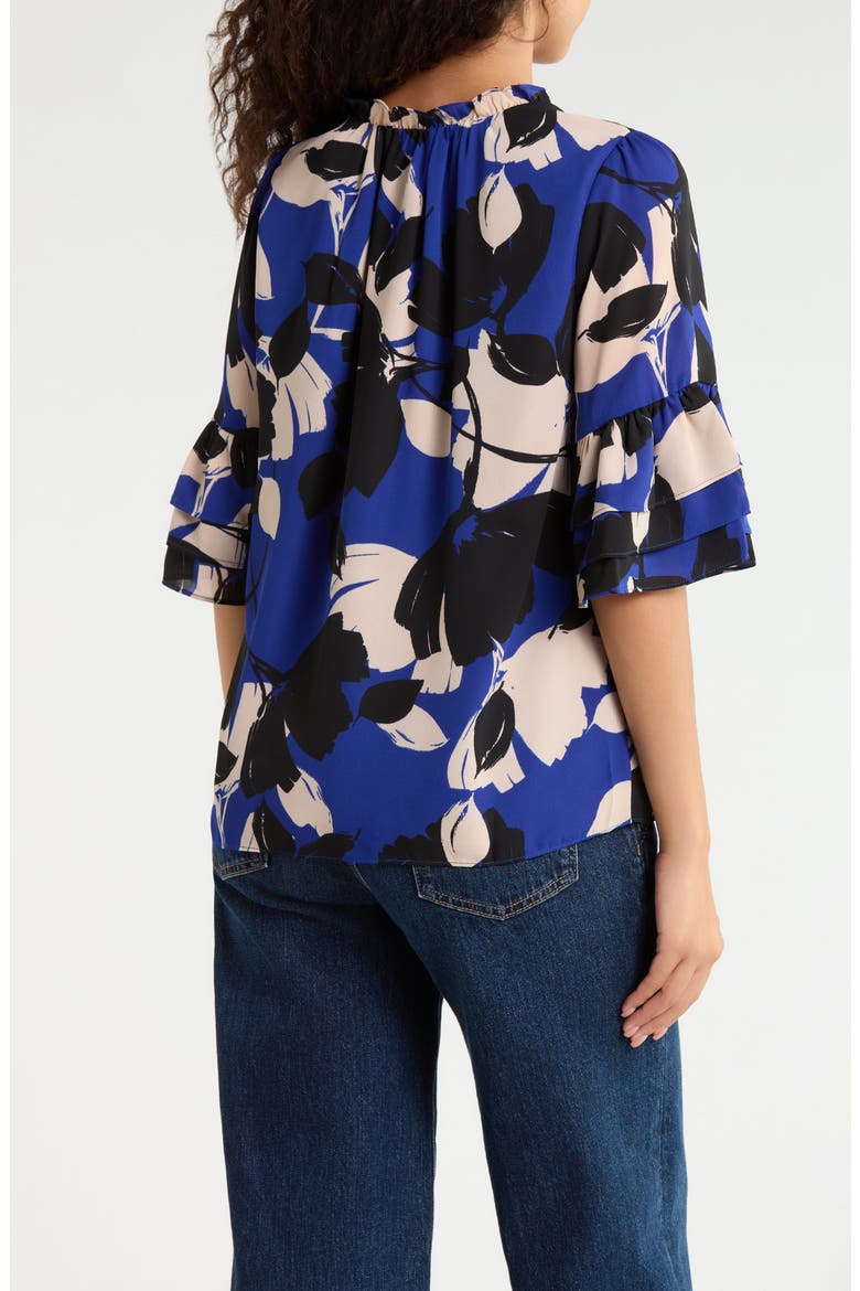 Anthem Floral Break Room Split Neck Top, Alternate, color, BLUE-BLACK