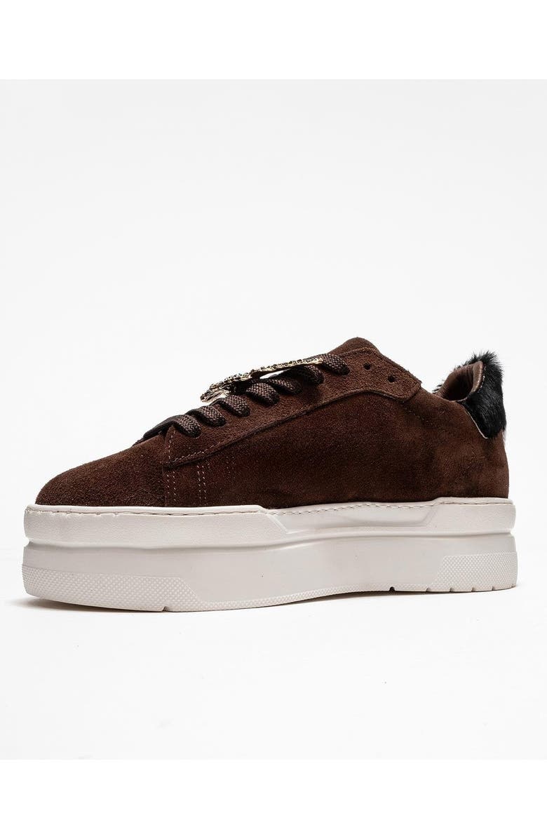 Forever & Always Shoes Anda Leather Buckled Sneakers, Alternate, color, Brown Suede Leather