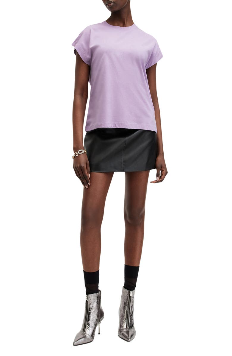 AllSaints Rue Slit Sleeve Cotton T-Shirt, Alternate, color, Petal Purple