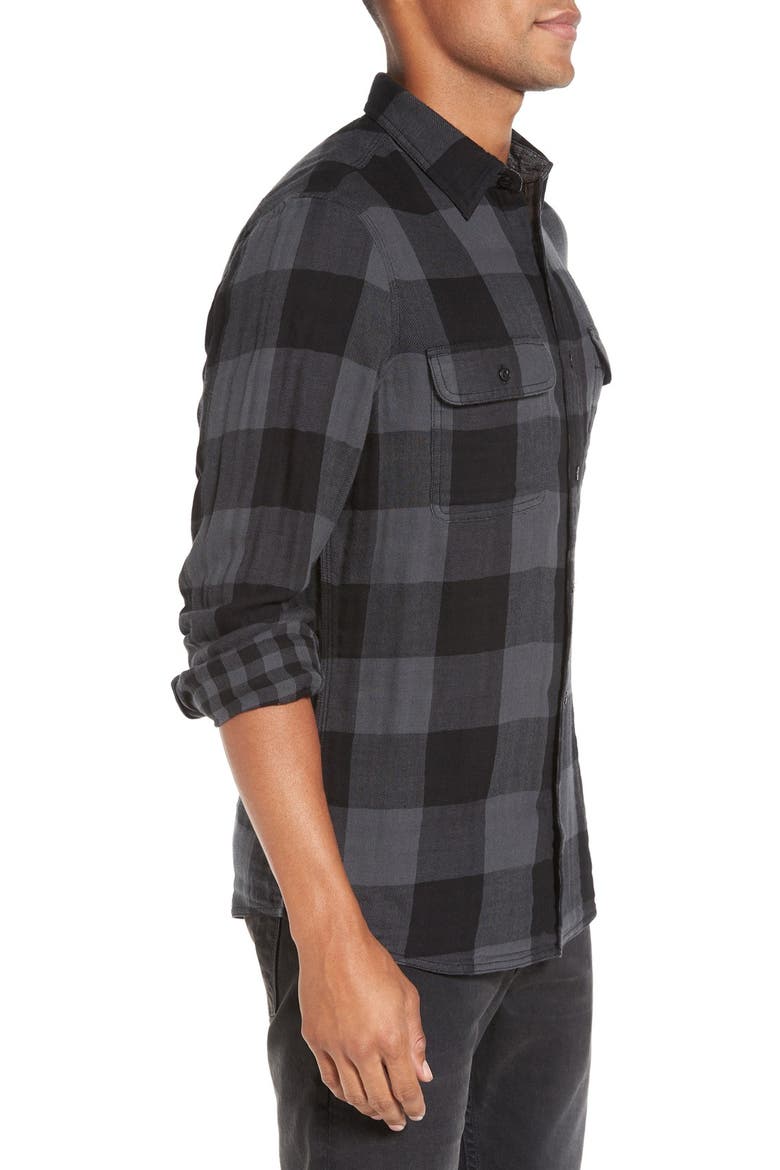 Trim Fit Buffalo Plaid Flannel Shirt Jacket, Alternate, color, BLACK CAVIAR BUFFALO