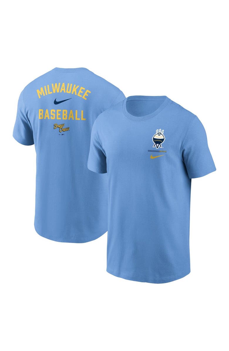 Nike Men's Nike  Light Blue Milwaukee Brewers City Connect 2-Hit T-Shirt, Main, color, 