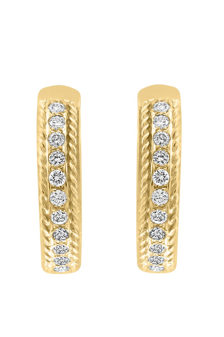 Channel-Set Diamond Hoop Earrings in 14K Yellow Gold, Alternate, color, 14K Yellow Gold