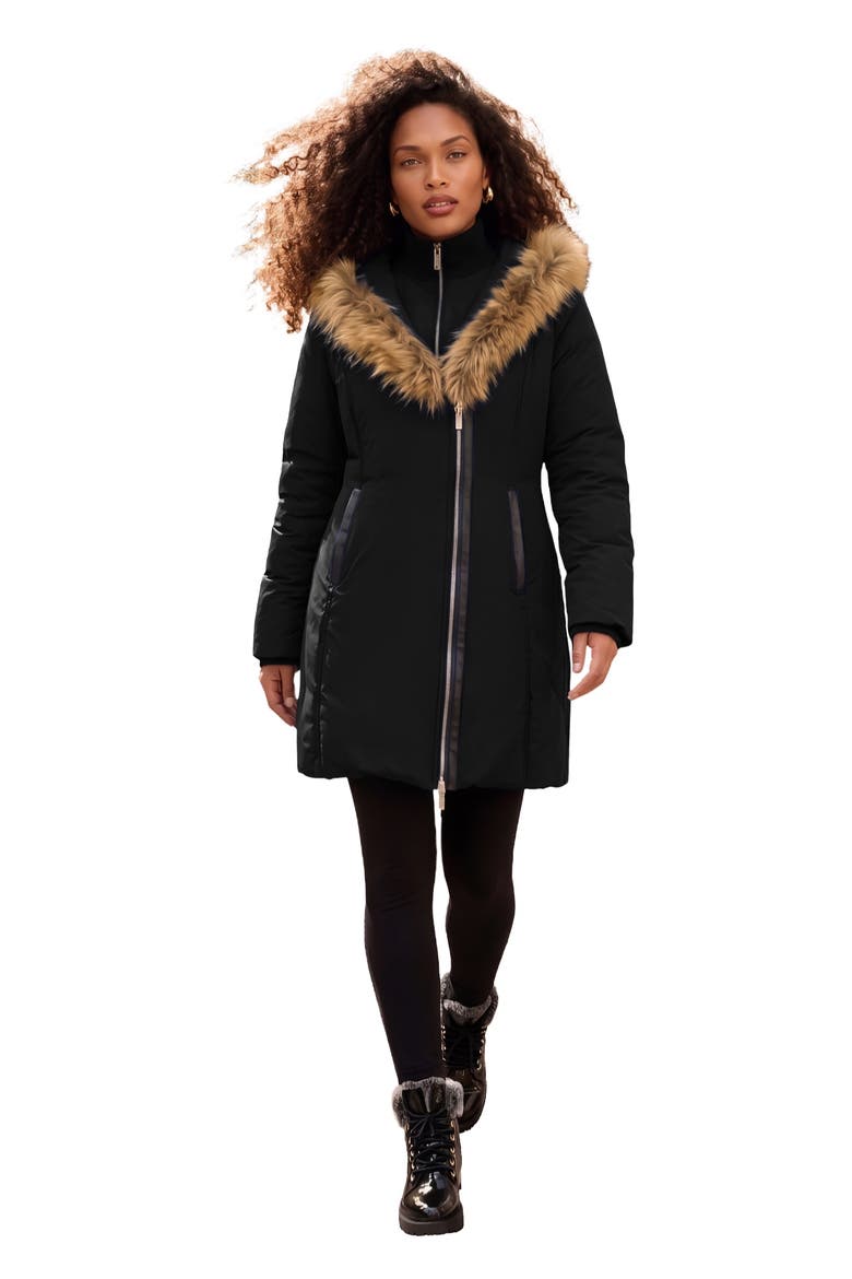 Plus Size Double Layer Puffer Coat, Main, color, BLACK
