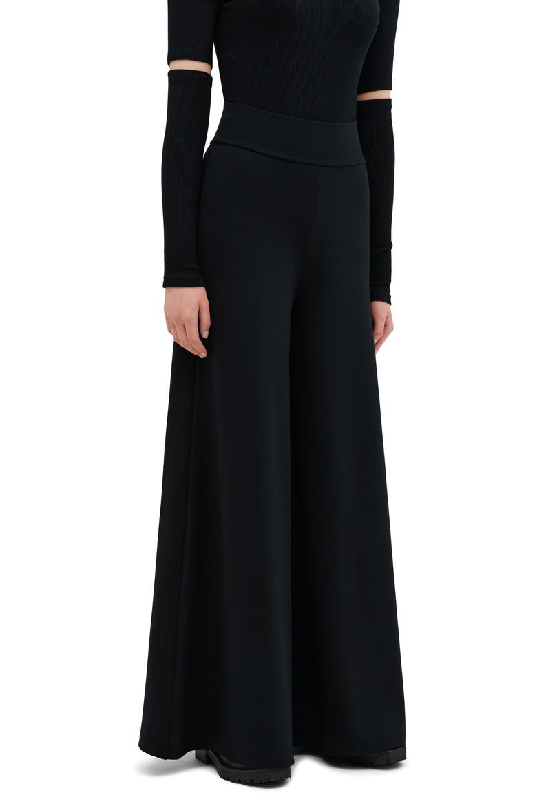 Georgia High Waist Wide Leg Ponte Knit Pants, Alternate, color, BLACK