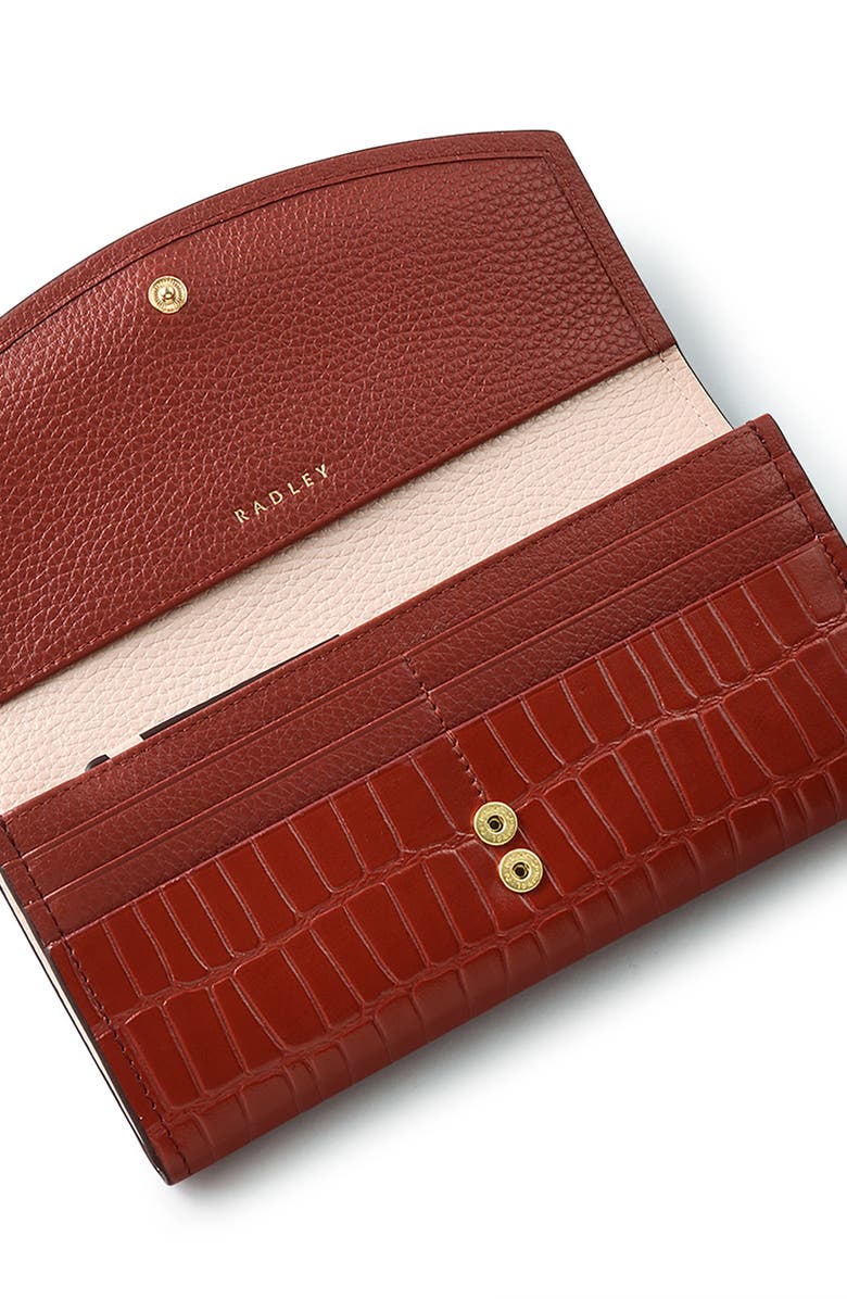 Radley River Road Croc Embossed Large Flap Wallet, Alternate, color, Rust