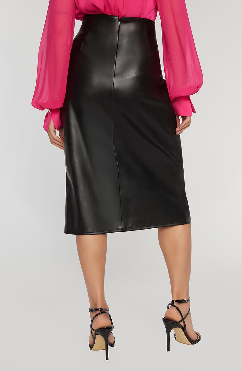 Elie Tahari Wrap Twist Front Faux Leather Midi Skirt, Alternate, color,