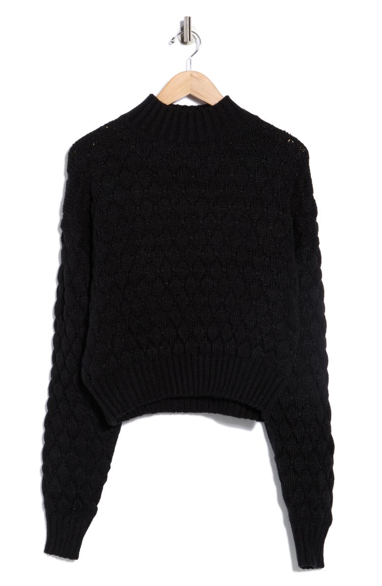 Elodie Bubble Knit Crop Sweater, Main, color, Black