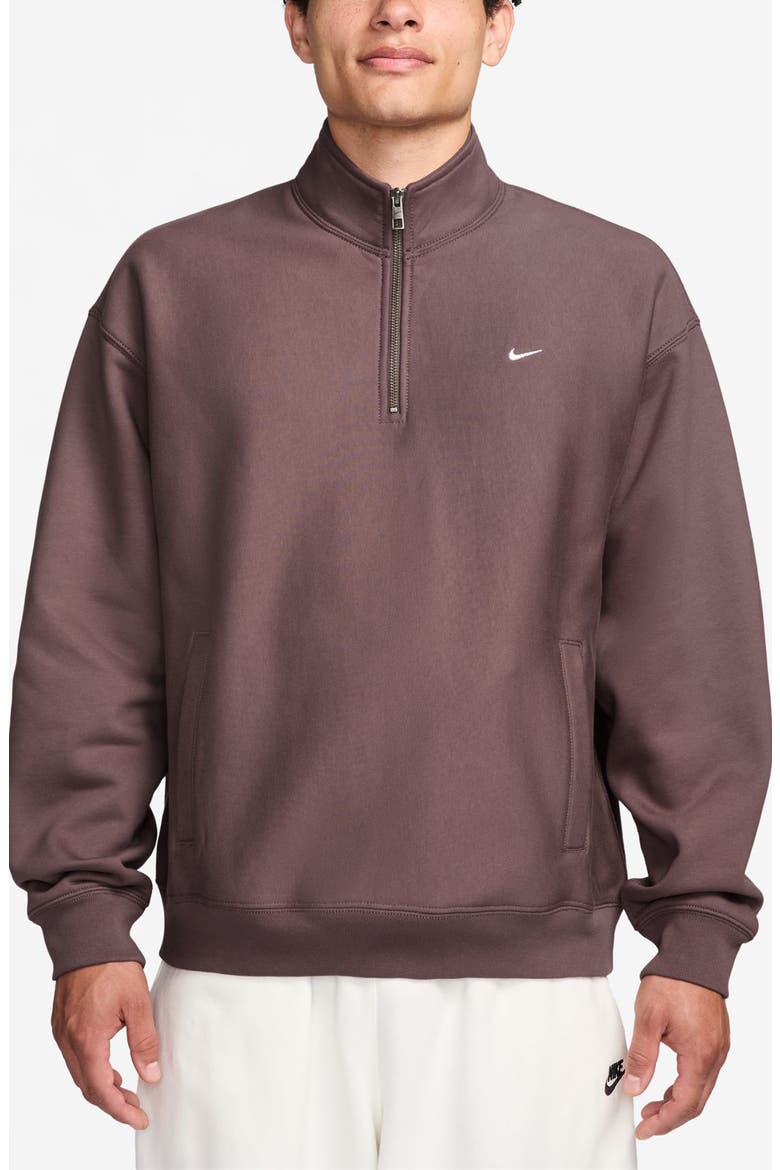 Solo Swoosh Fleece Quarter Zip Pullover, Main, color, TATTOO/ WHITE