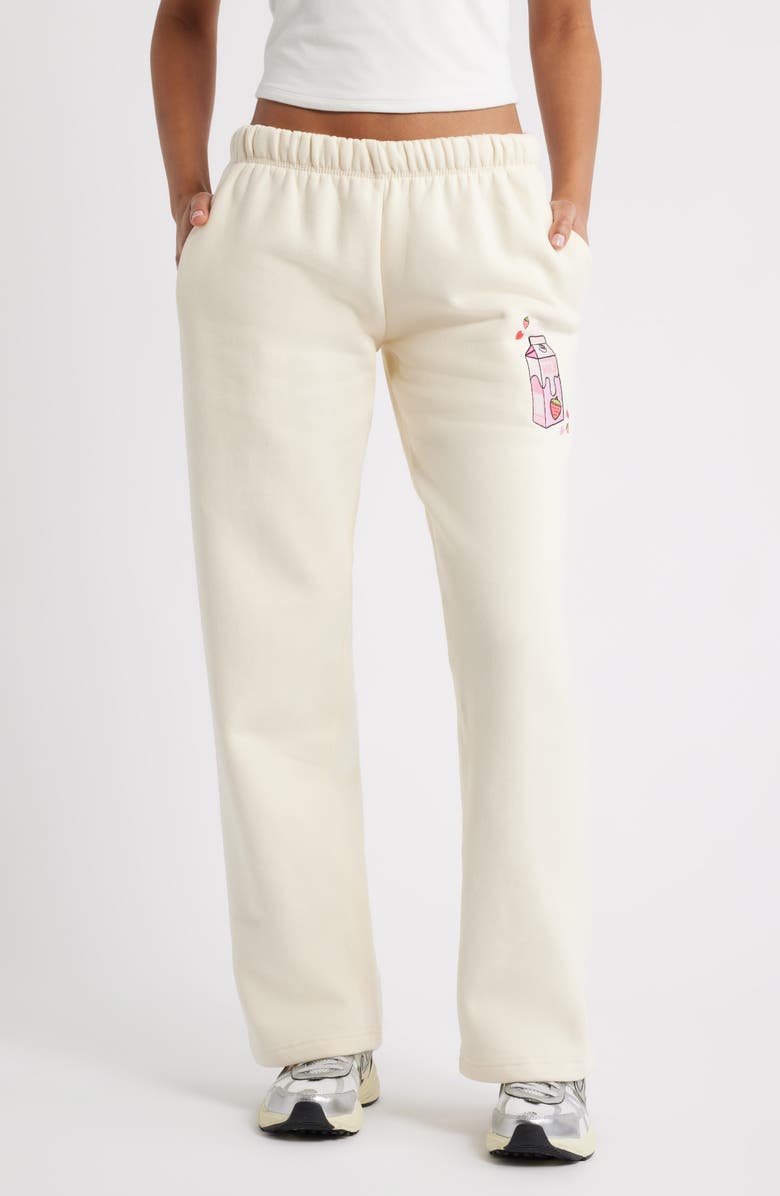 HAPPY CAMP3R You Can't Pour from an Empty Cup Embroidered Sweatpants, Main, color, Cream