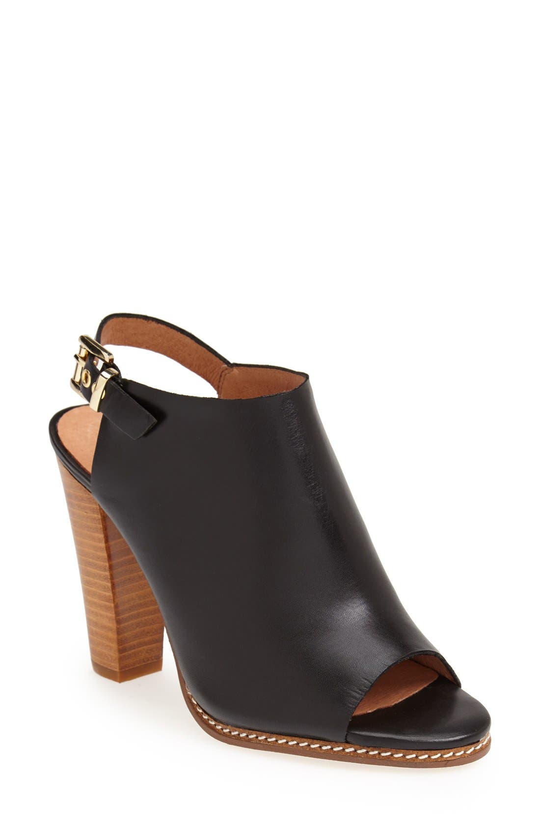 Halogen 'Sasha' Leather Sandal, Main, color, BLACK