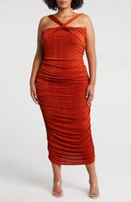 24seven Comfort Apparel Cross Neck Stretch Body-Con Dress