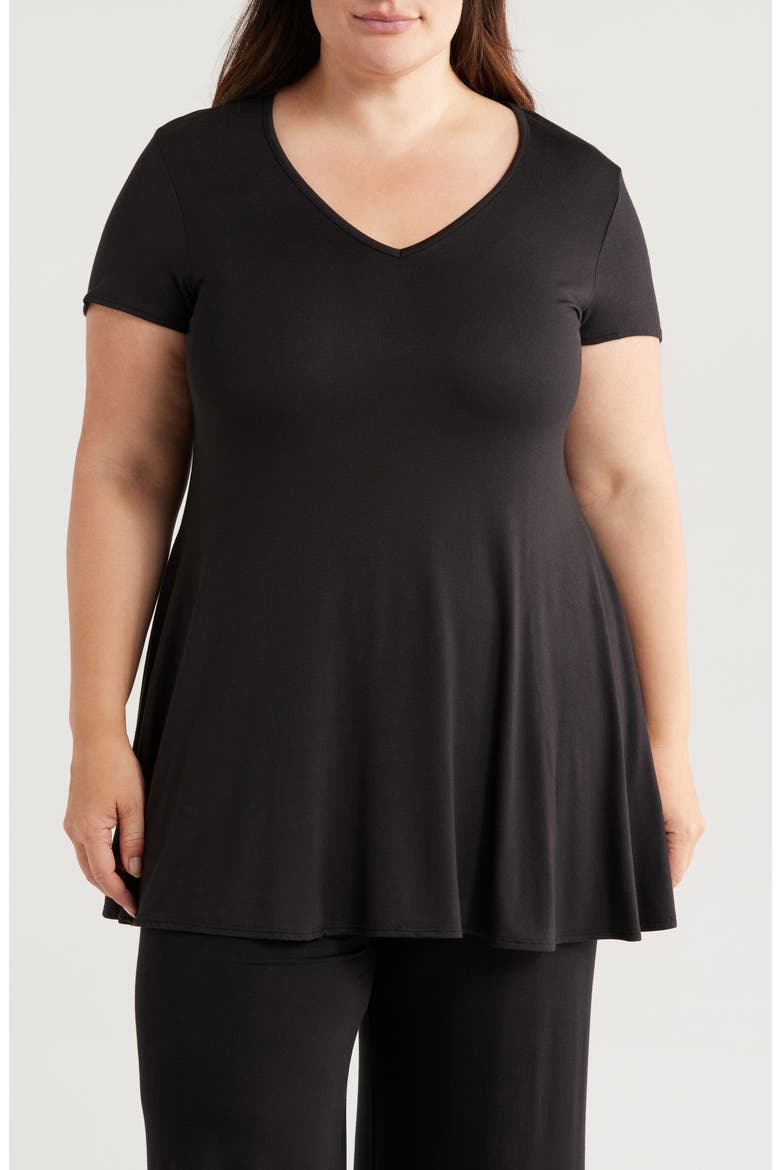 V-Neck Jersey Swing Top, Main, color, BLACK