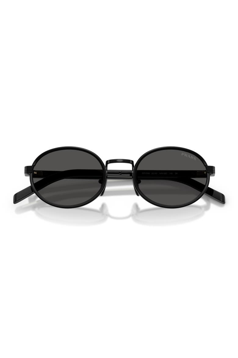 52mm Oval Sunglasses, Alternate, color, BLACK/ DARK GREY