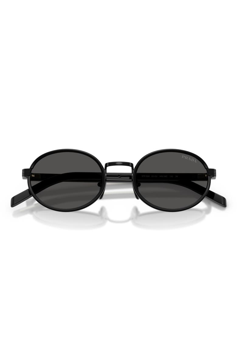 Prada 52mm Oval Sunglasses, Alternate, color, Black/ Dark Grey