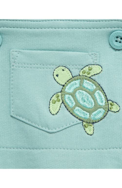 Little Me Turtles Cotton T-shirt & Overalls Set In Green