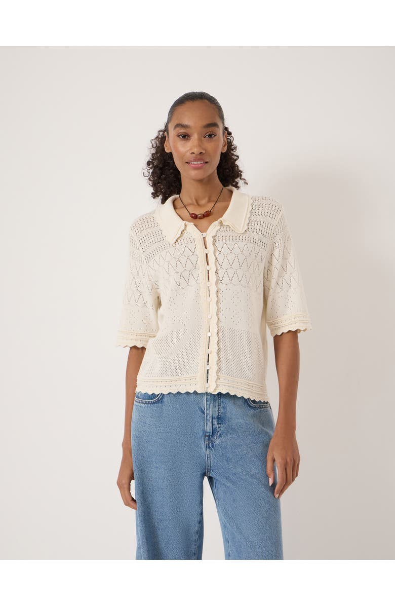 Hush Pointelle Cotton Cardigan, Main, color, Stone White