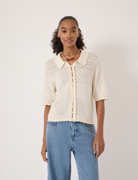 Pointelle Cotton Cardigan