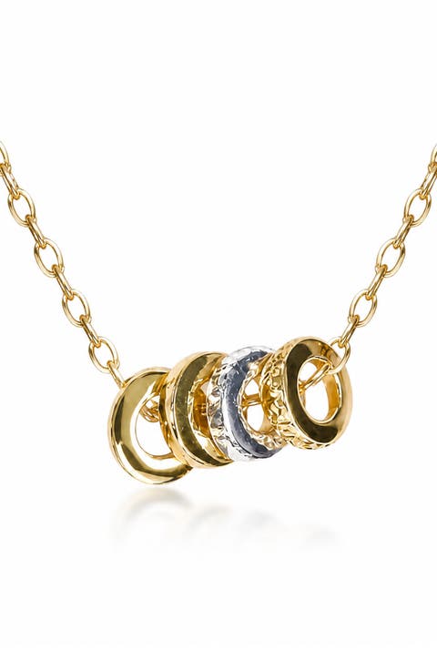 Two-Tone Coin Edge Pendant Necklace