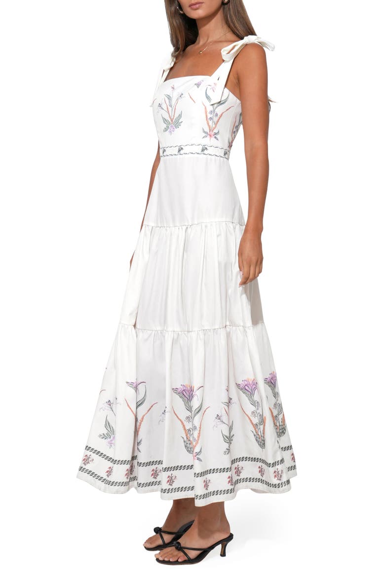 Olivi Placement Print Midi Dress, Alternate, color, WHITE