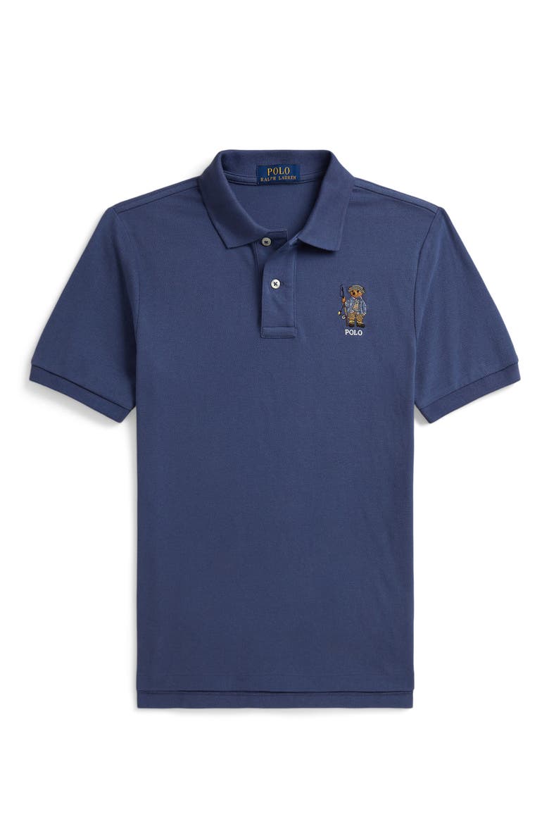 Kids' Embroidered Polo Bear Cotton Piqué Polo, Main, color, OLD ROYAL