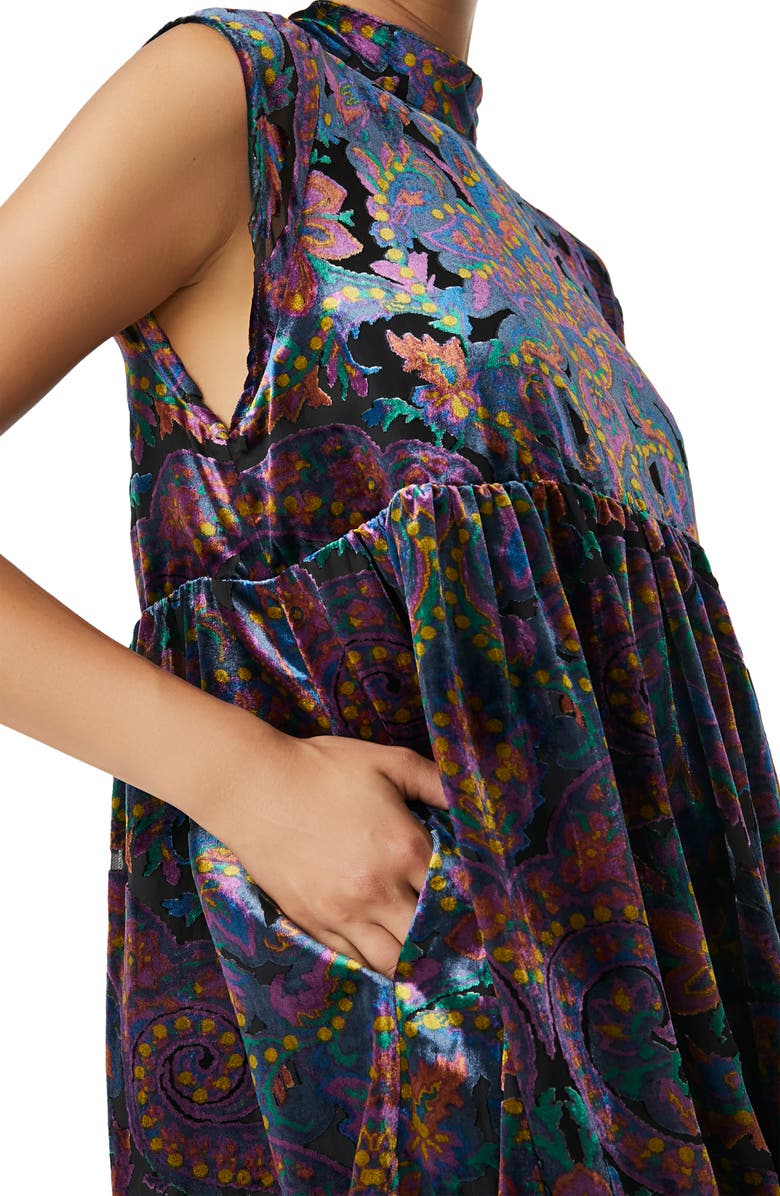 Free People All the Time Mock Neck Velvet Minidress, Alternate, color,