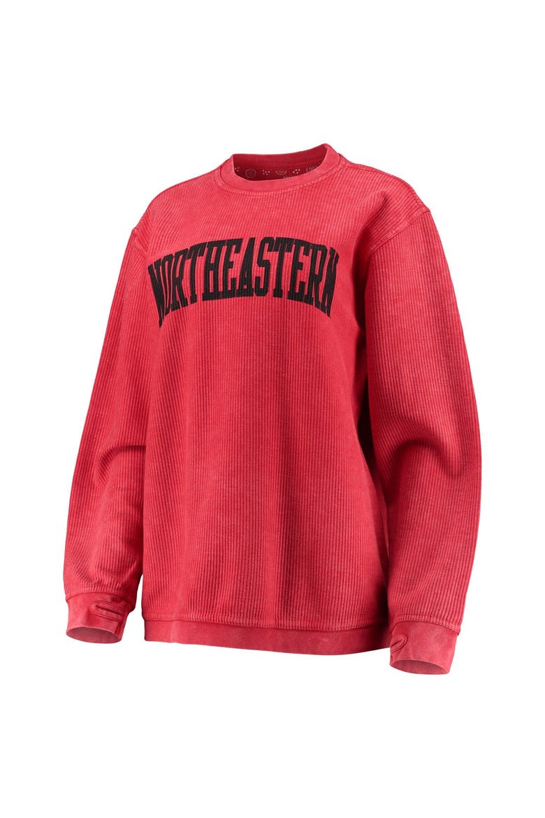 Women's Pressbox Red Northeastern Huskies Comfy Cord Vintage Wash Basic Arch Pullover Sweatshirt, Alternate, color, Red