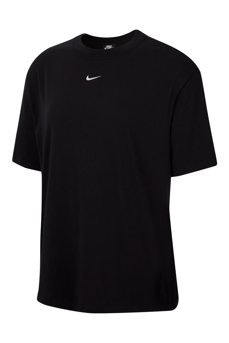 Essential Embroidered Swoosh Organic Cotton T-Shirt, Alternate, color, BLACK/ WHITE