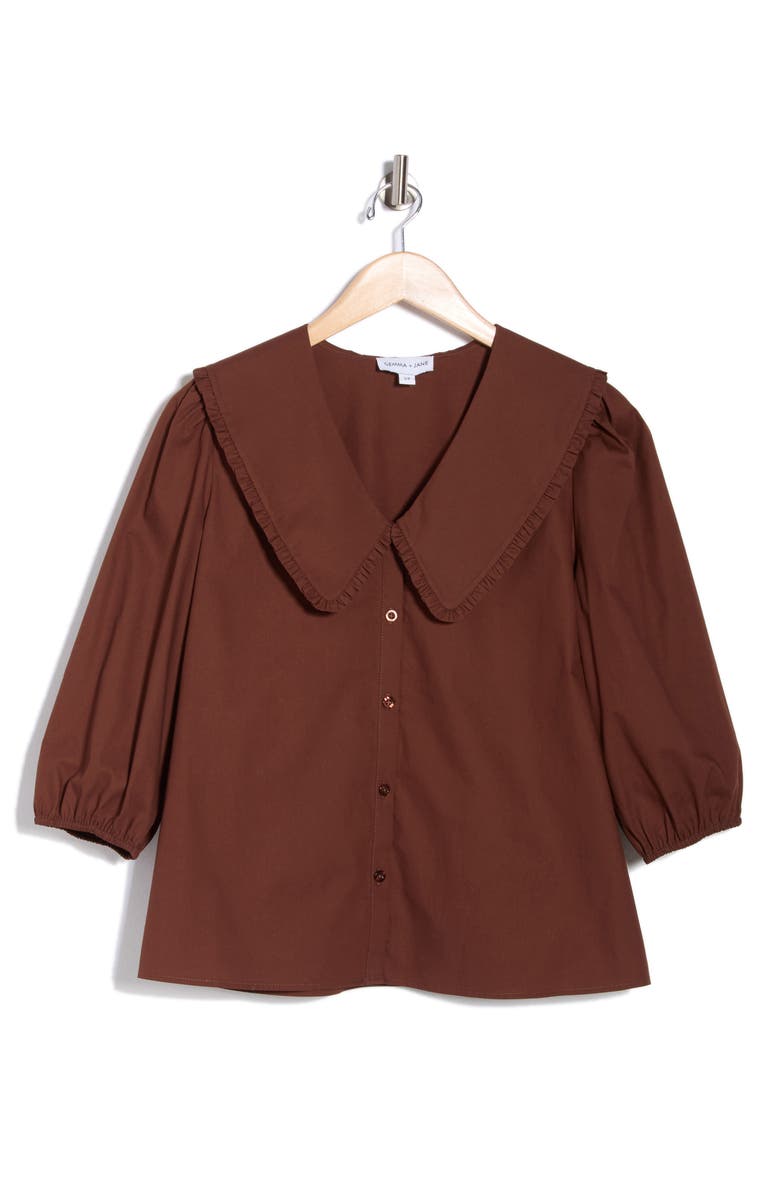 Gemma + Jane Peter Pan Collar Three-Quarter Sleeve Top, Alternate, color, 