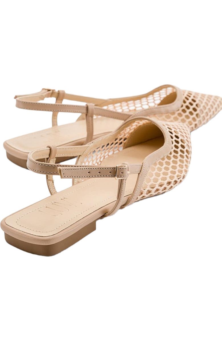 Prologue Shoes Brace Blue Mesh Flat Sandal, Alternate, color, Beige Faux Leather