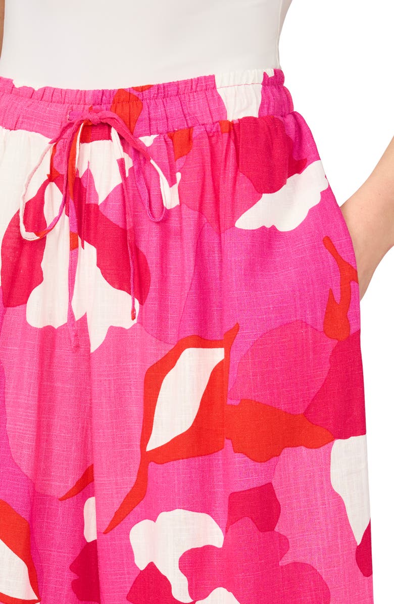 Vince Camuto Crop Linen Blend Pants, Alternate, color, New Ivory Poppy Print