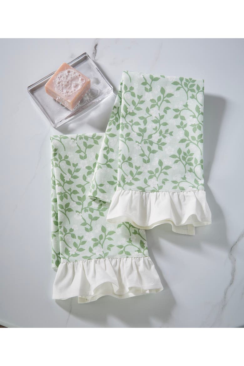 Cozy Cocoon Guest Towels 100% Cotton Green Multi Set of 2 22x16 in, Alternate, color, Green