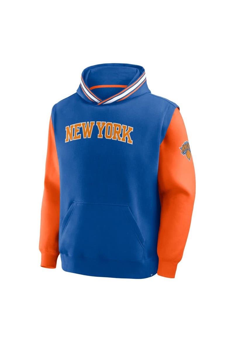 Men's Fanatics  Blue/Orange New York Knicks Half Court Shot Clock Fastbreak Hoodie, Alternate, color, Blue