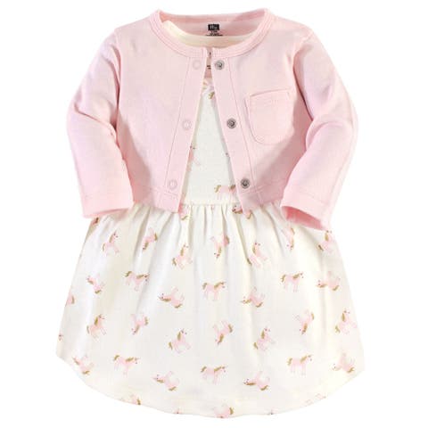 Coordinated Cotton Dress and Cardigan Duo
