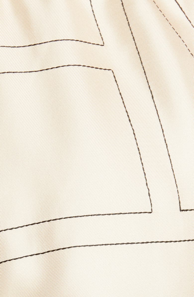 TOTEME Monogram Pull-On Silk Shorts, Alternate, color, Ivory Monogram