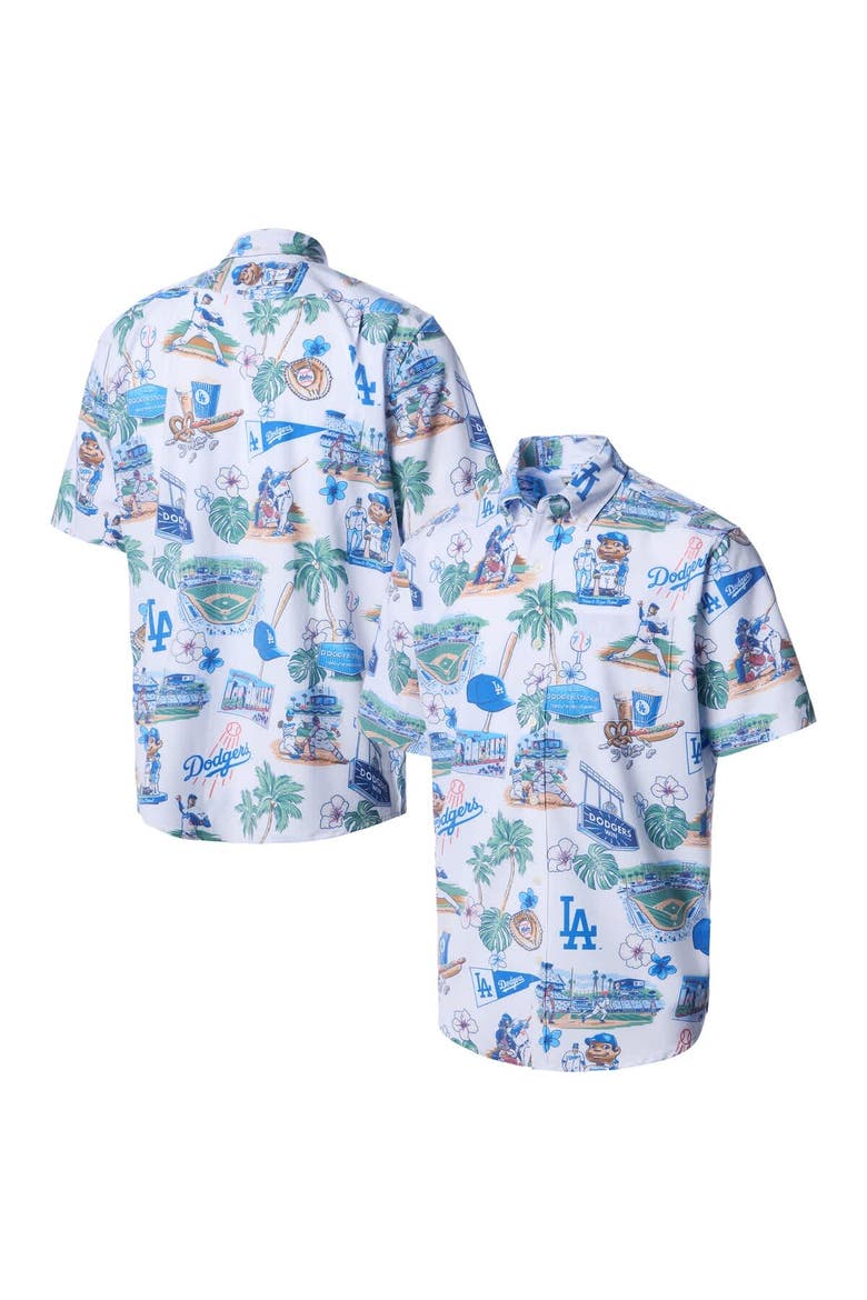 Men's Reyn Spooner  White Los Angeles Dodgers Scenic Tri-Blend Button-Down Shirt, Main, color, White