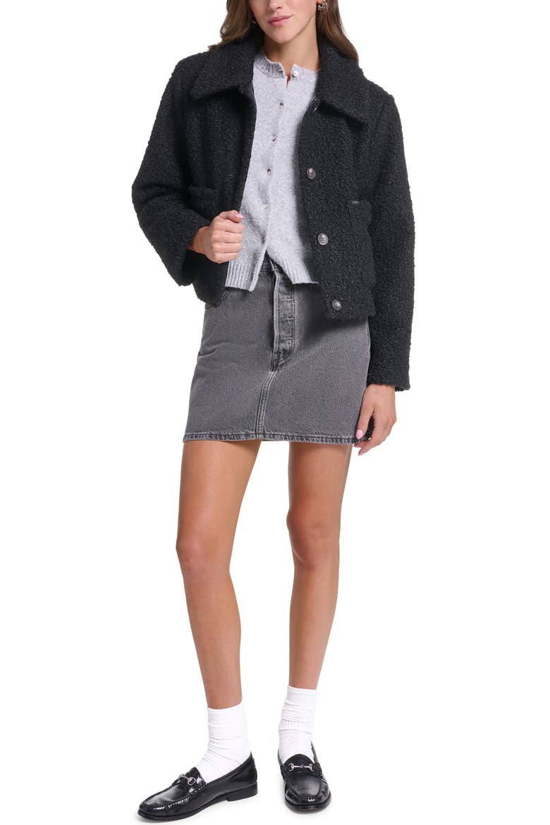 Cropped Bouclé Jacket, Alternate, color, BLACK
