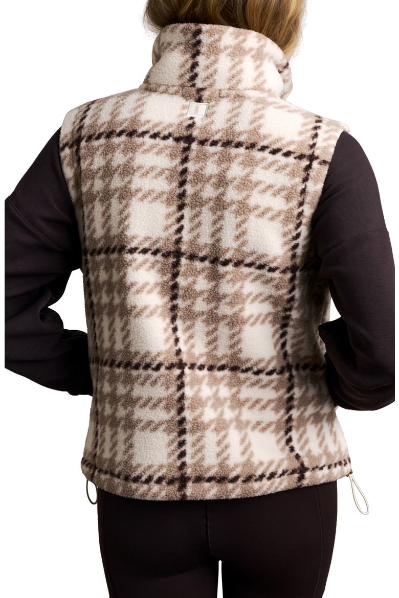 Teddy Fleece Outerwear Vest, Alternate, color, OFF WHITE PLAID