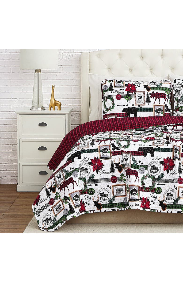 SOUTHSHORE FINE LINENS Merry Town Christmas Oversized Holiday Quilt Set, Alternate, color, 