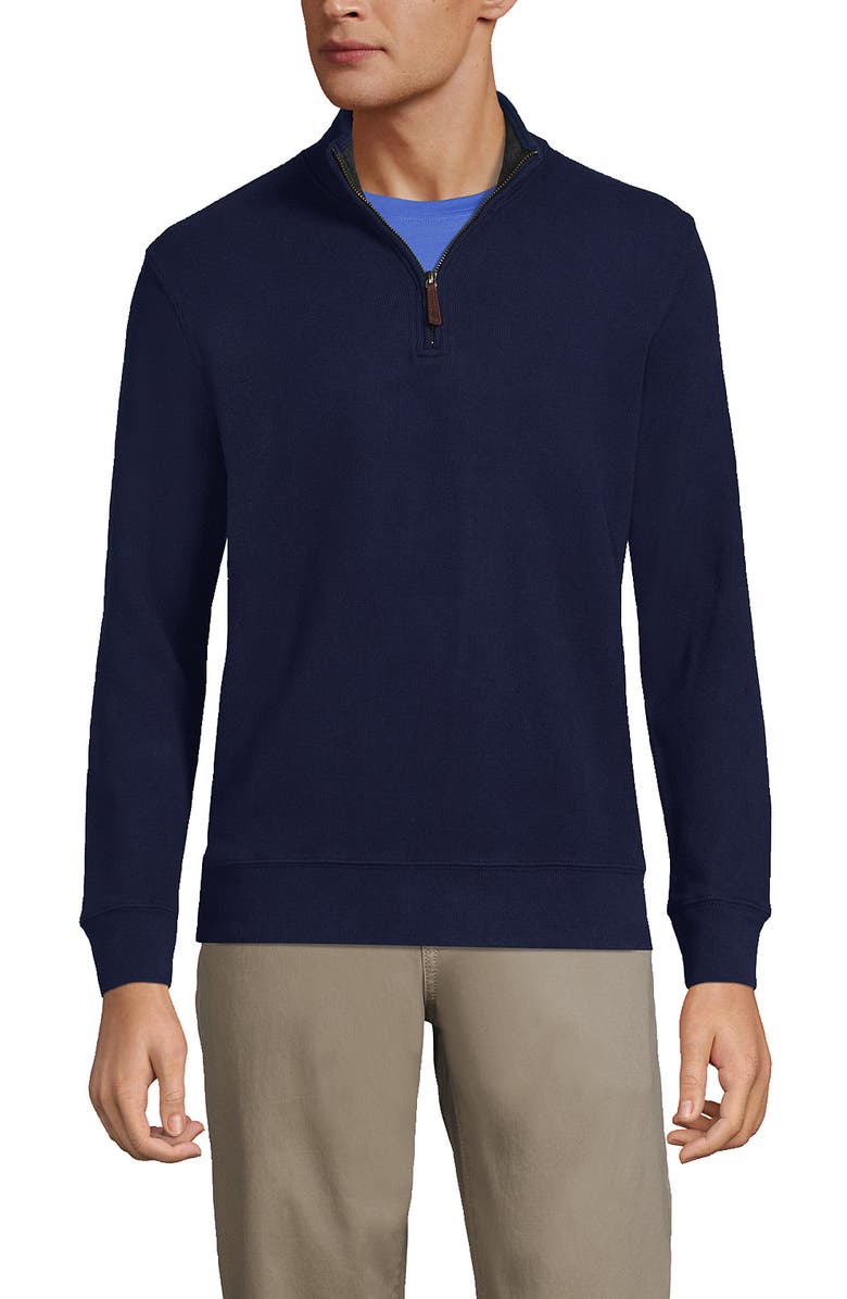 Lands
End Bedford Rib Quarter Zip Sweater, Alternate, color, Radiant Navy