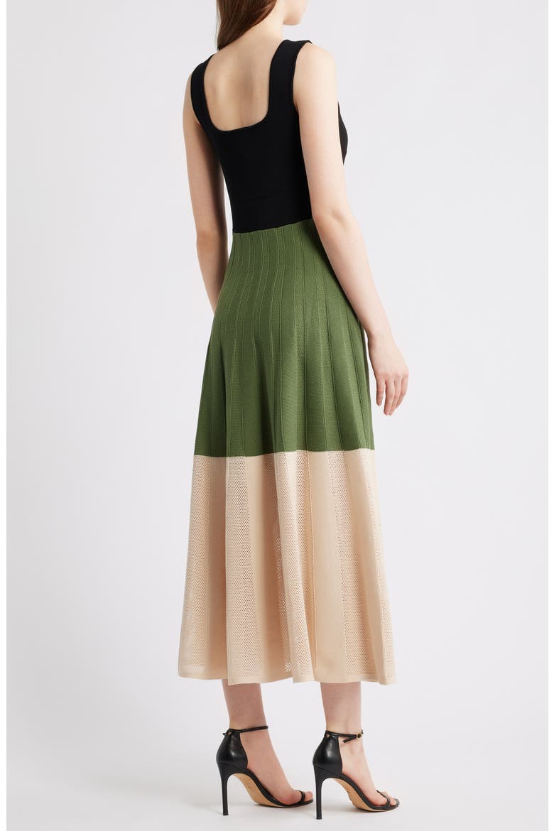 Colorblock Knit Midi Dress, Alternate, color, GREEN MULT