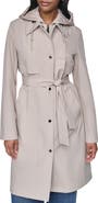 DKNY Softshell Quilted Bib Hooded Water Resistant Trench Coat