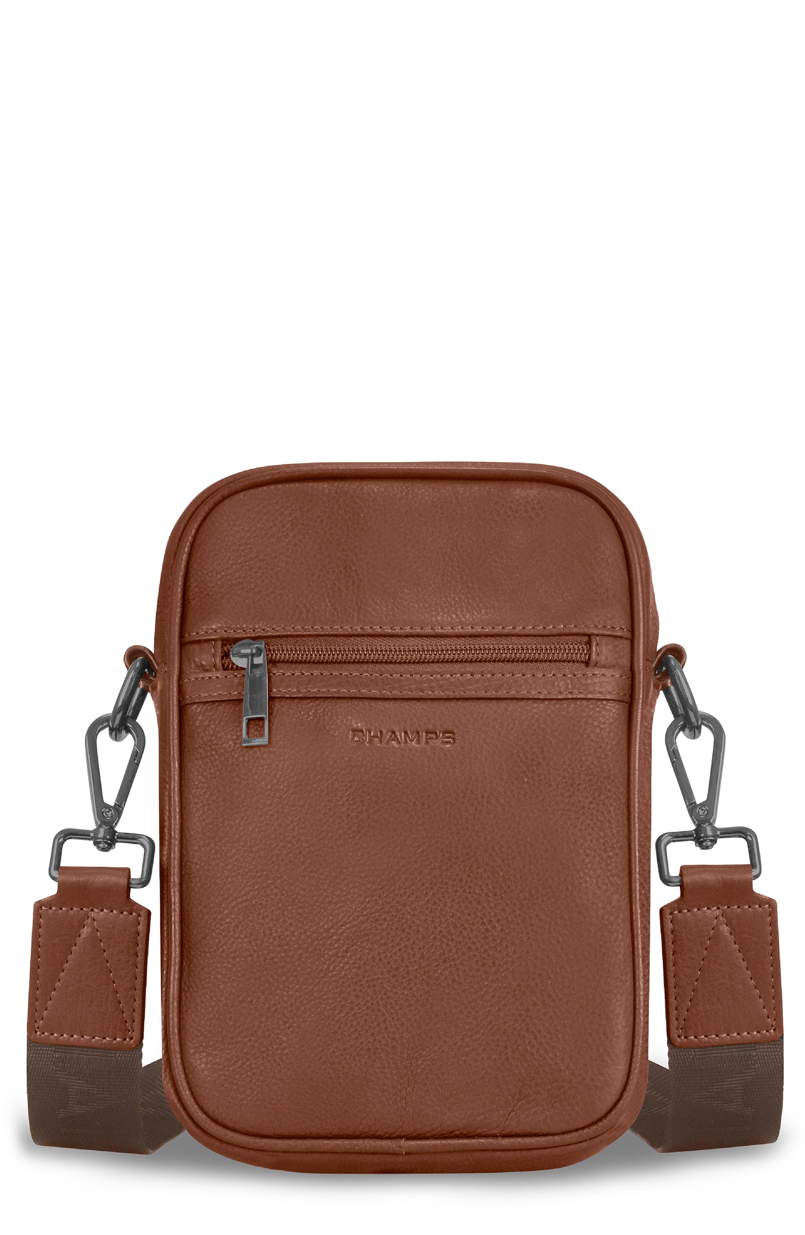 CHAMPS Onyx Leather Vertical Crossbody Bag