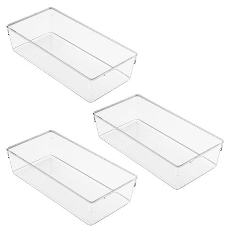 Plastic Dresser Drawer Organizer for Bedroom - Set of 3 - Clear