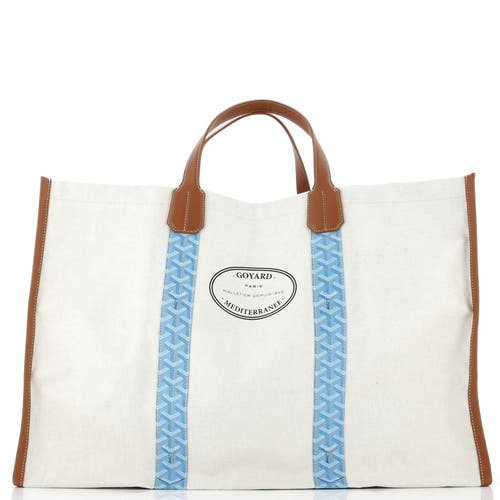 Pre-owned Goyard Goyard Mediterranee Saint-tropez Reversible Tote Coated Canvas In Neutral