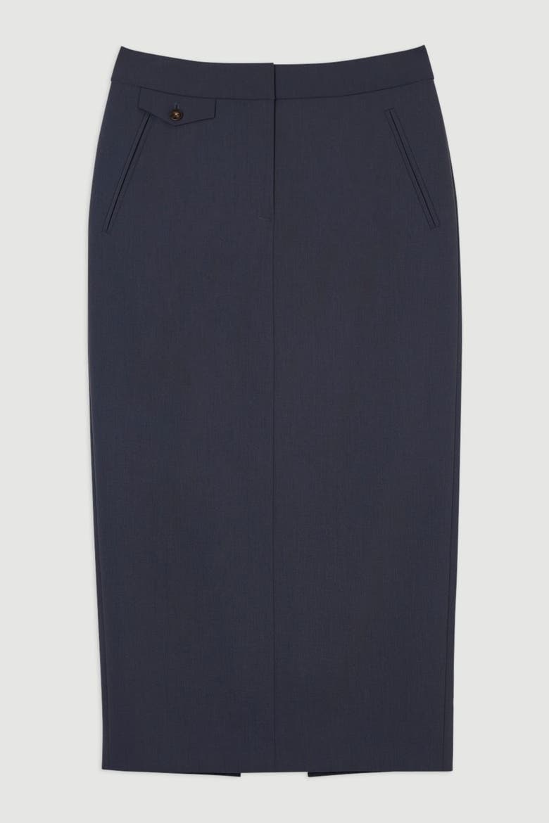 Tailored Twill Pencil Maxi Skirt, Alternate, color, Grey