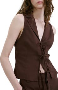 MANGO Tie Front Vest