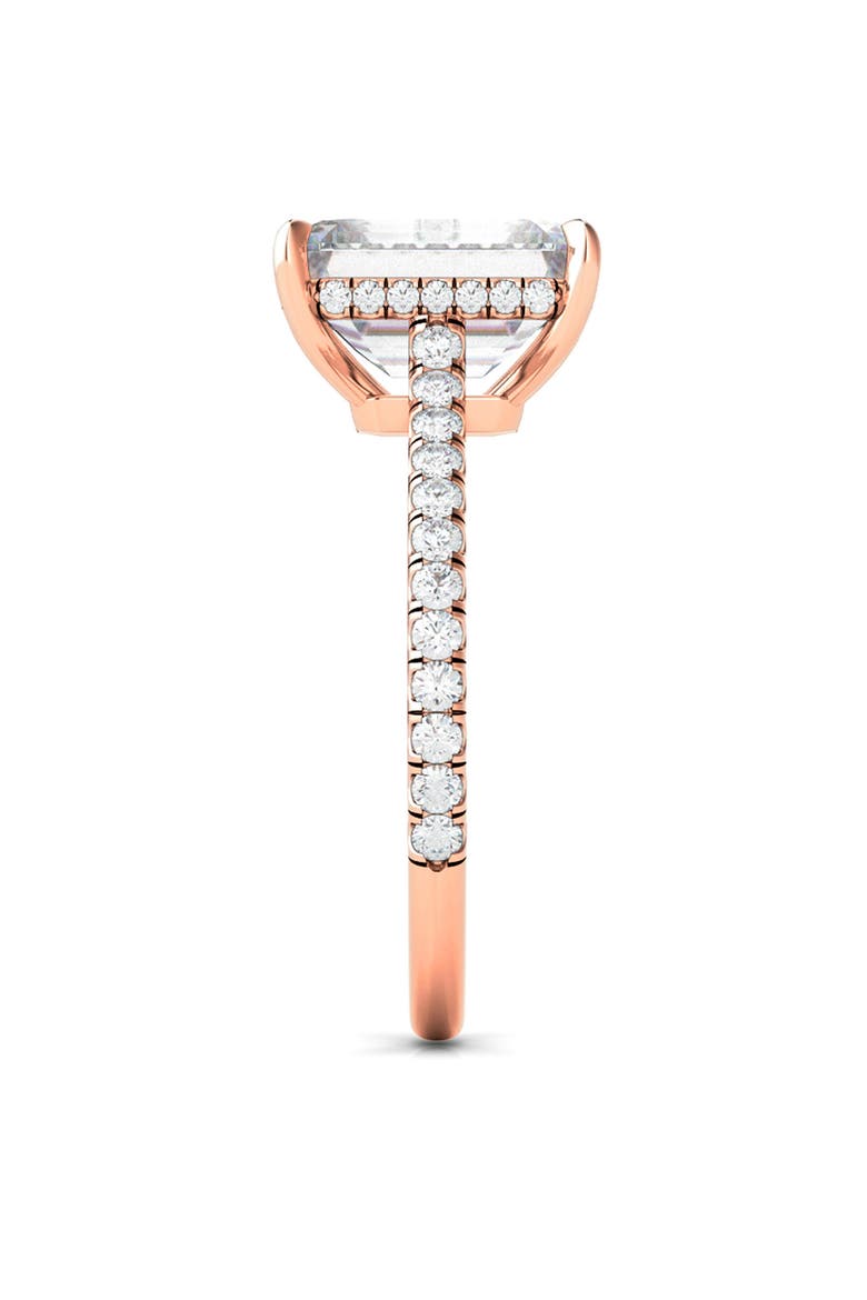 Emerald Cut Pavé Lab Grown Diamond Ring, Alternate, color, 18K ROSE GOLD