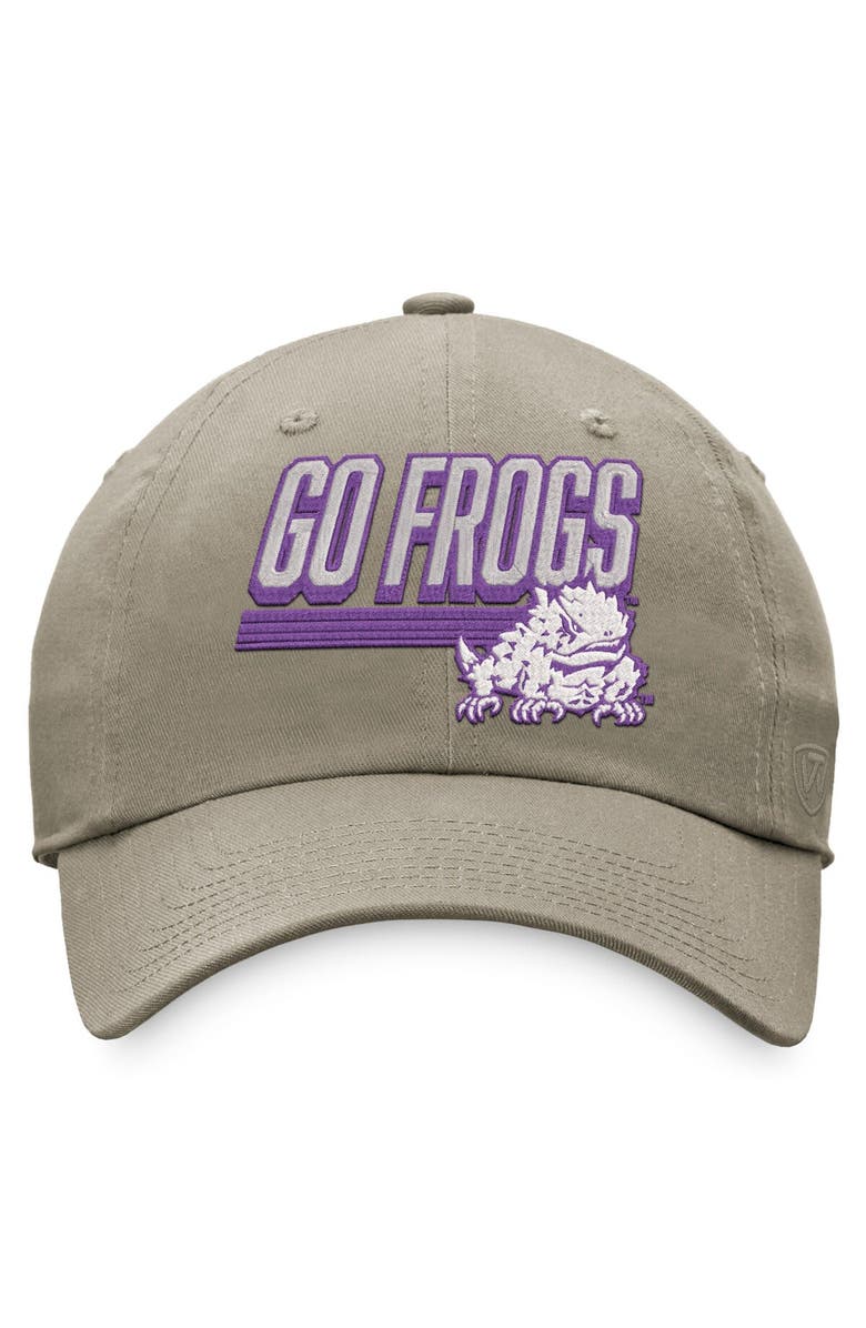 TOP OF THE WORLD Men's Top of the World Khaki TCU Horned Frogs Slice Adjustable Hat, Alternate, color, 